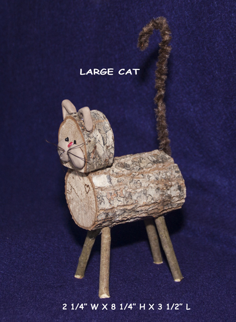 $15 Natural Wood Log Standing Cat 