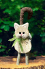 10 Natural Wood Log Cat Blue bow